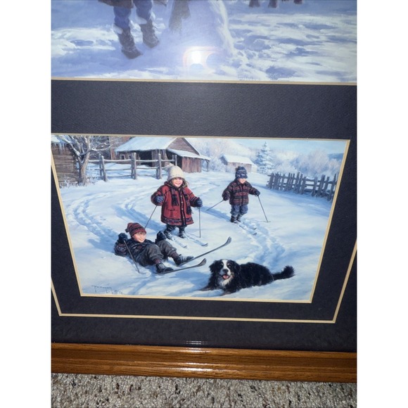 R.J. Duncan "Winter Friends"‎ & "Ski Lessons" – Framed Print Set (1996) 18"x14" - Picture 4 of 7